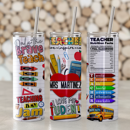 Tumbler Skinny 20oz Teacher Apple